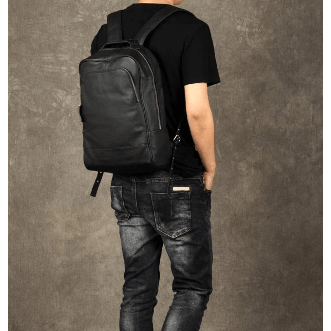 Genuine leather backpack for men
