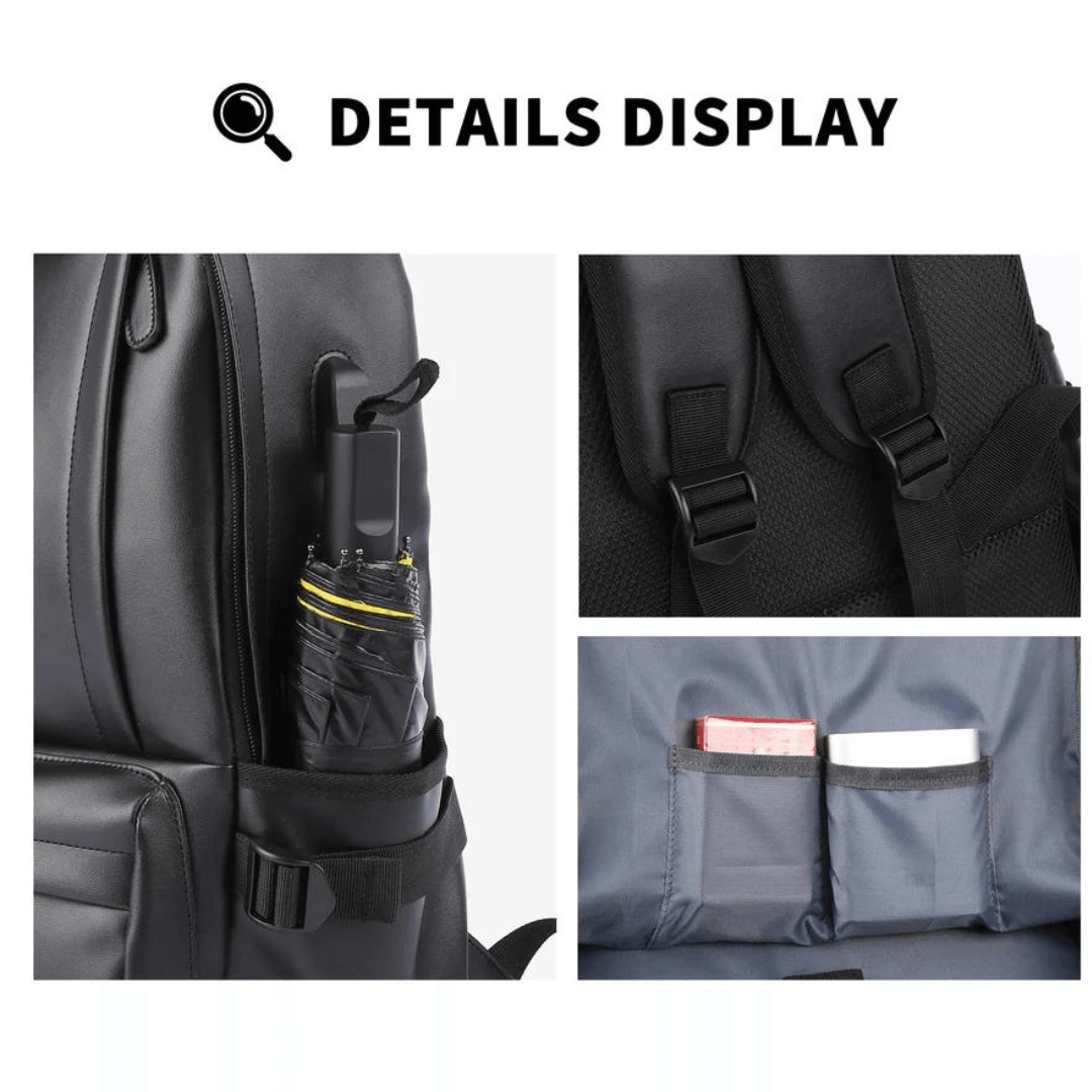 Waterproof leather backpack for men