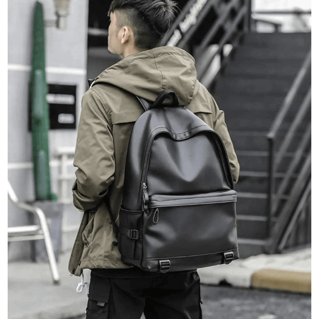 Classic leather backpack for men