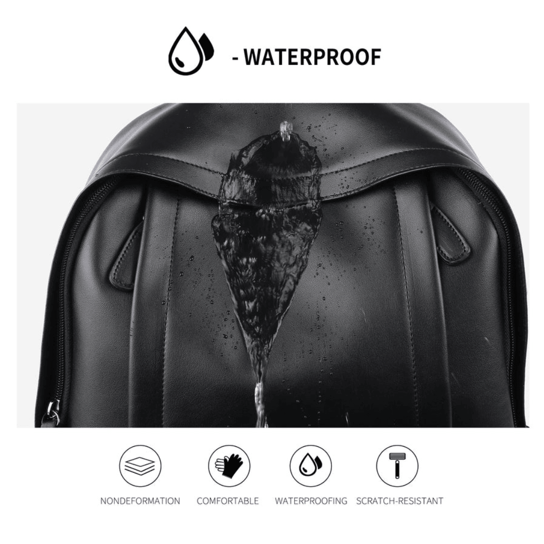 Waterproof leather backpack for men