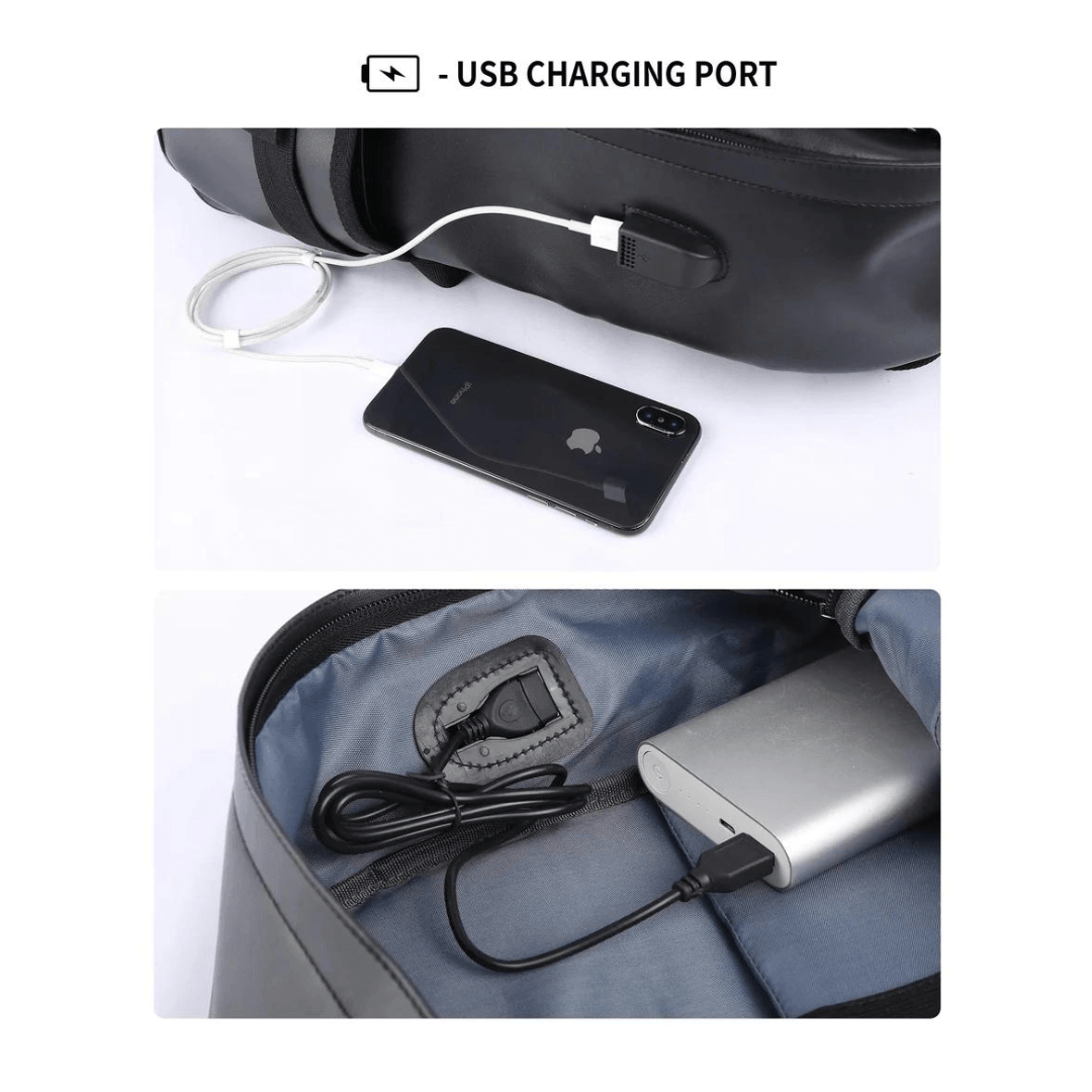 Waterproof leather backpack for men