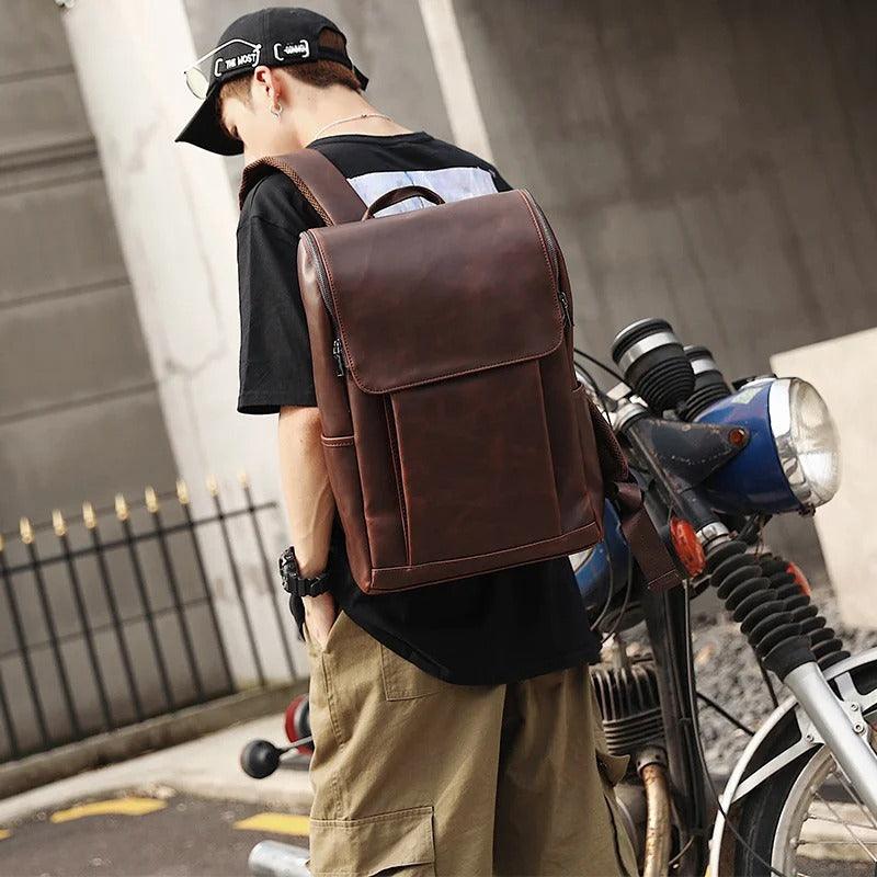 Handmade leather men's backpack