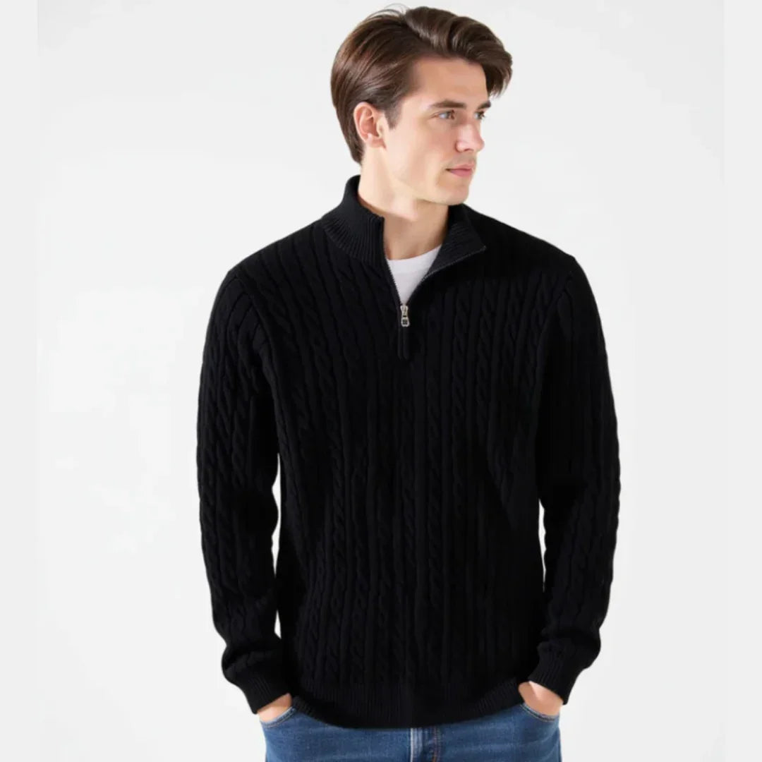 Tenue d’Hiver – Pull Torsadé & Pantalon de Tailleur