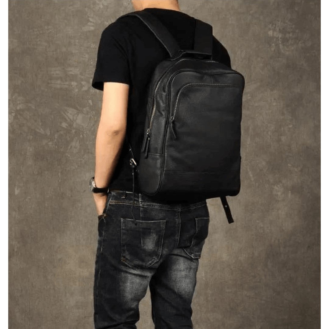 Genuine leather backpack for men
