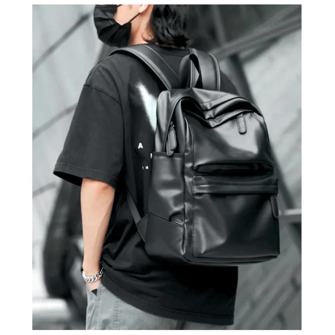 Waterproof leather backpack for men 