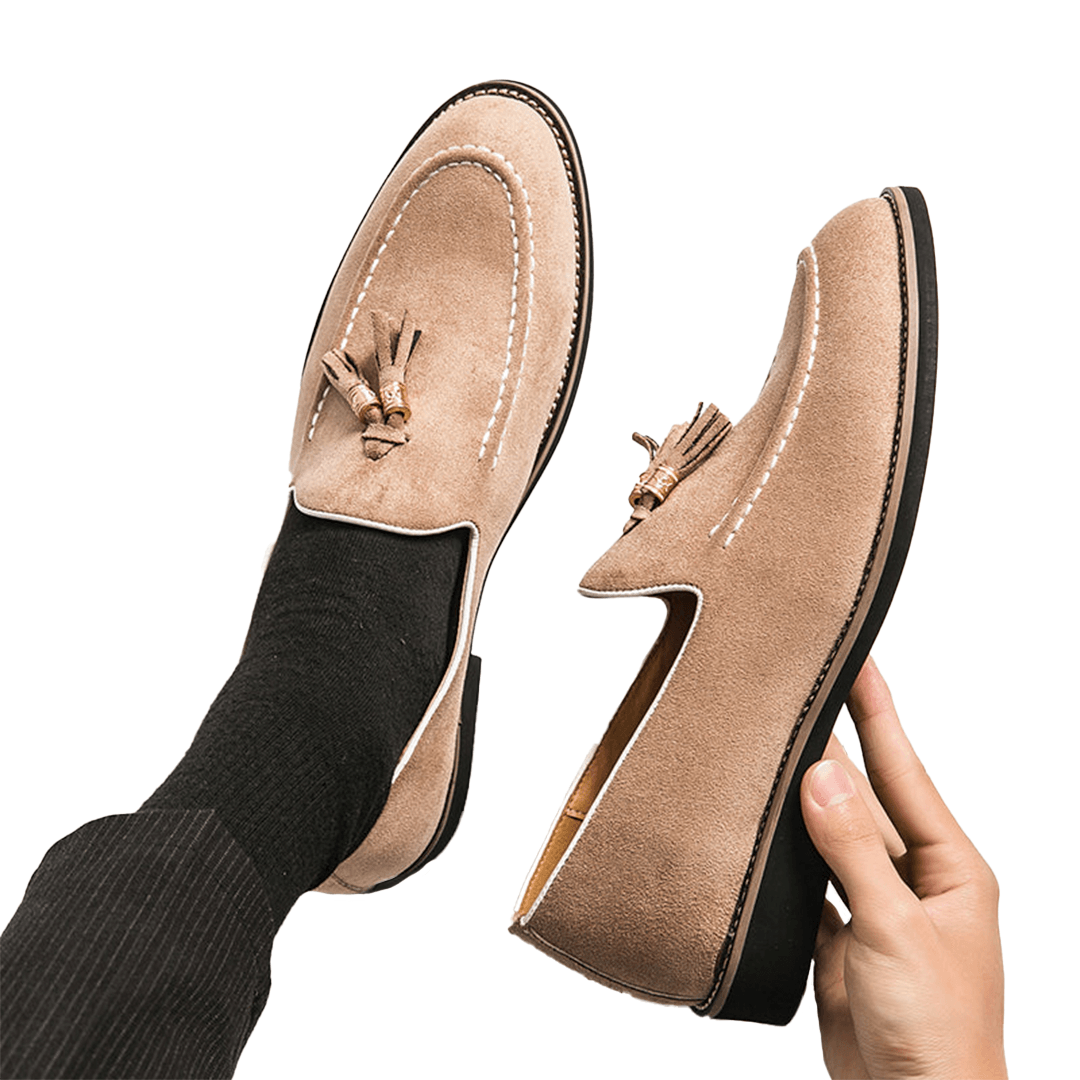 Mocassins Enzo en daim taupe