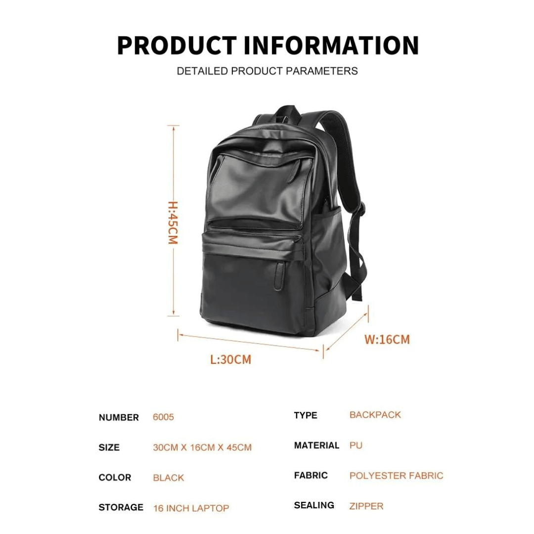 Waterproof leather backpack for men 