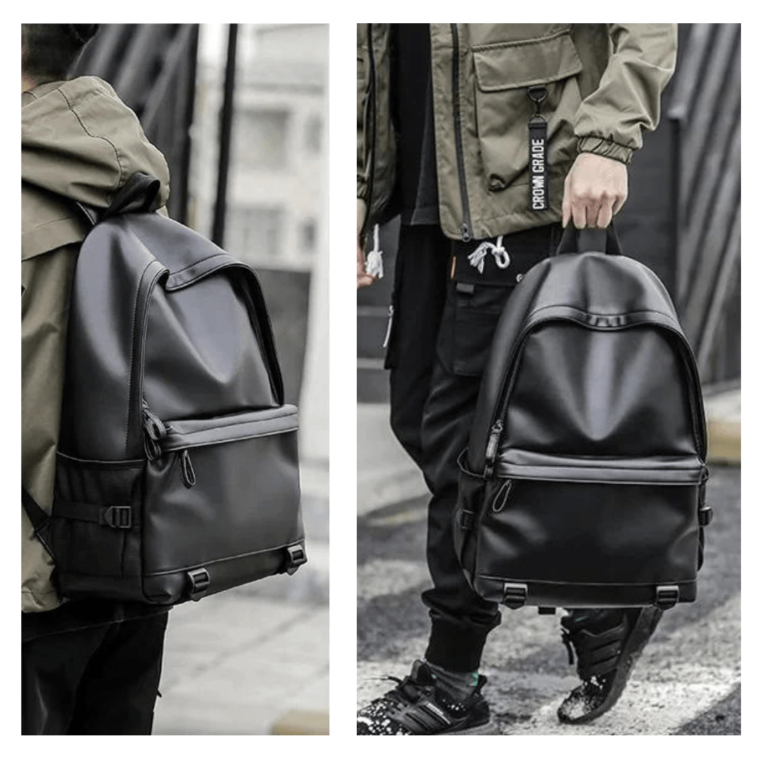 Classic leather backpack for men