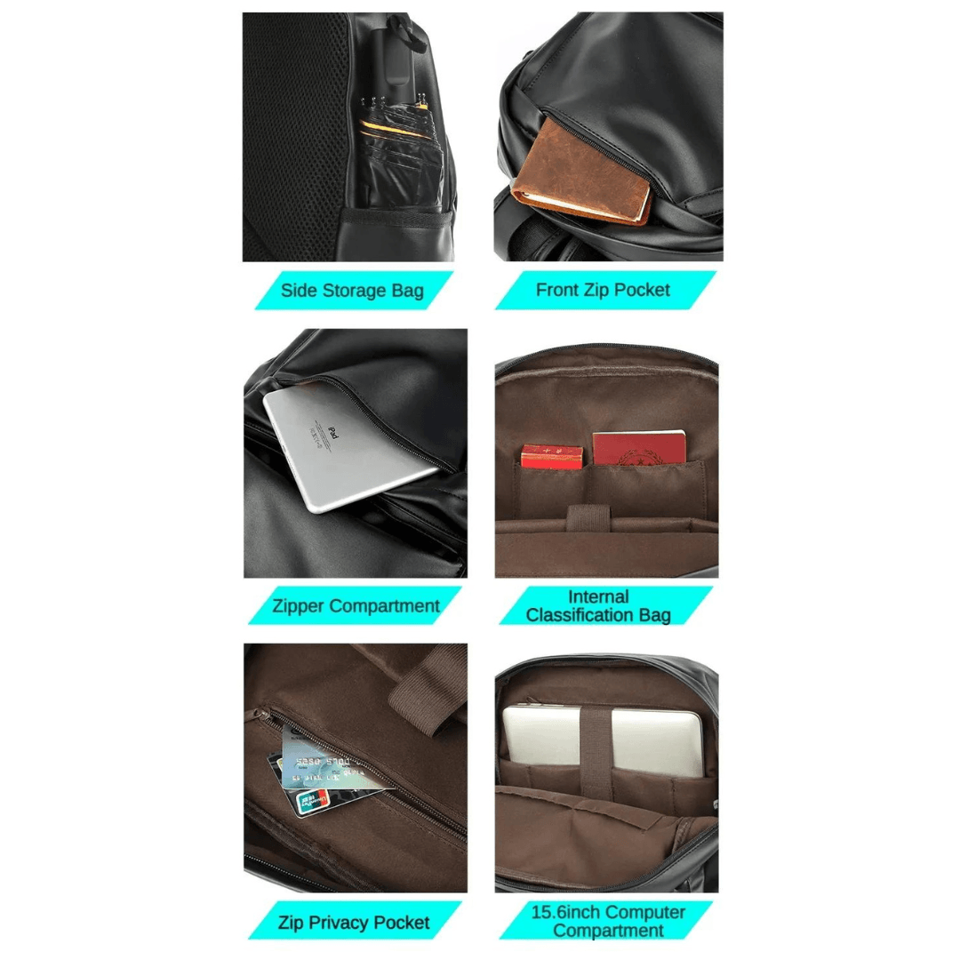 Waterproof leather backpack for men 