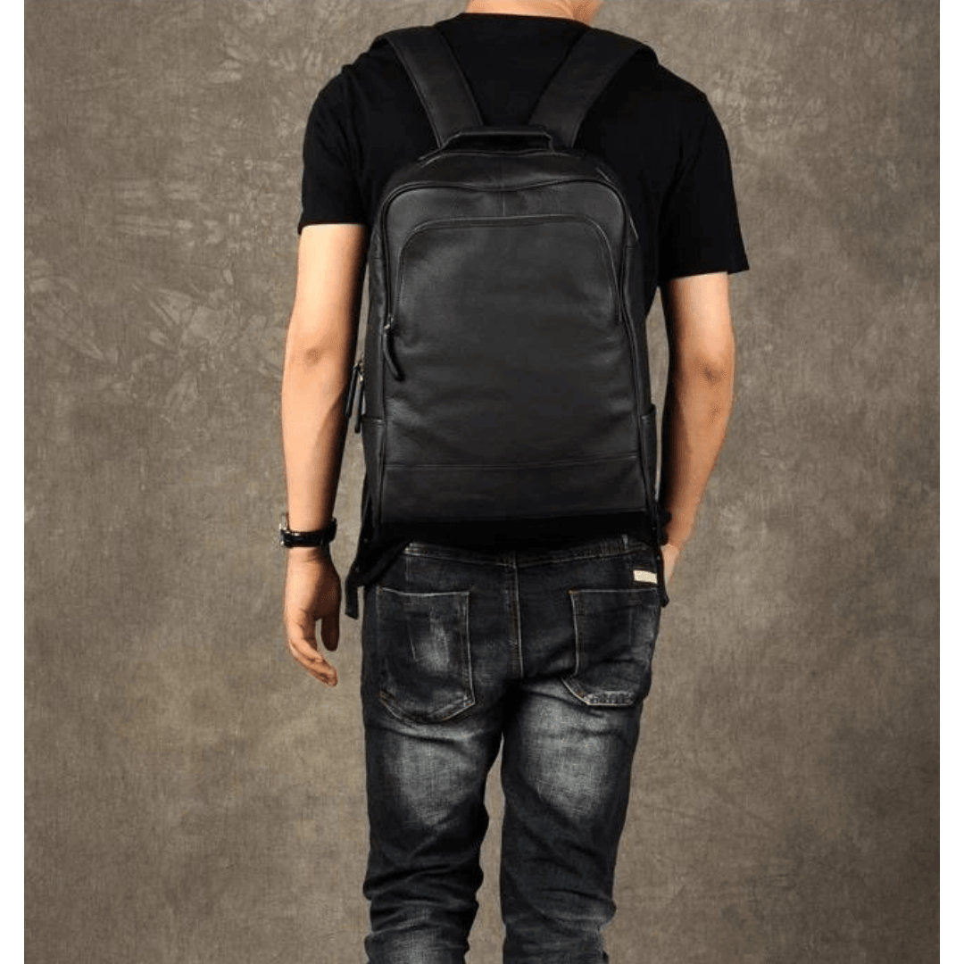 Genuine leather backpack for men