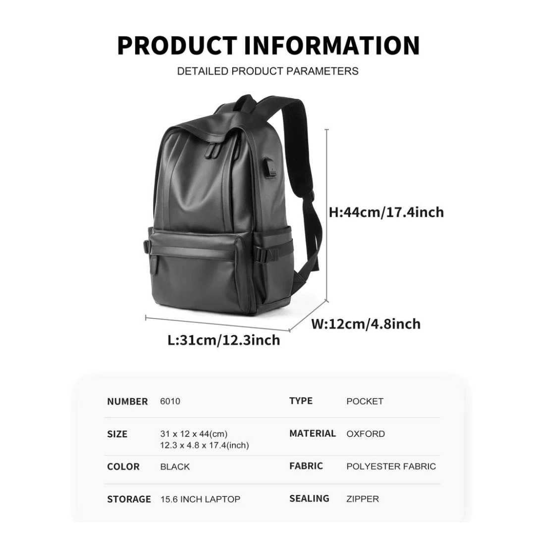 Waterproof leather backpack for men 