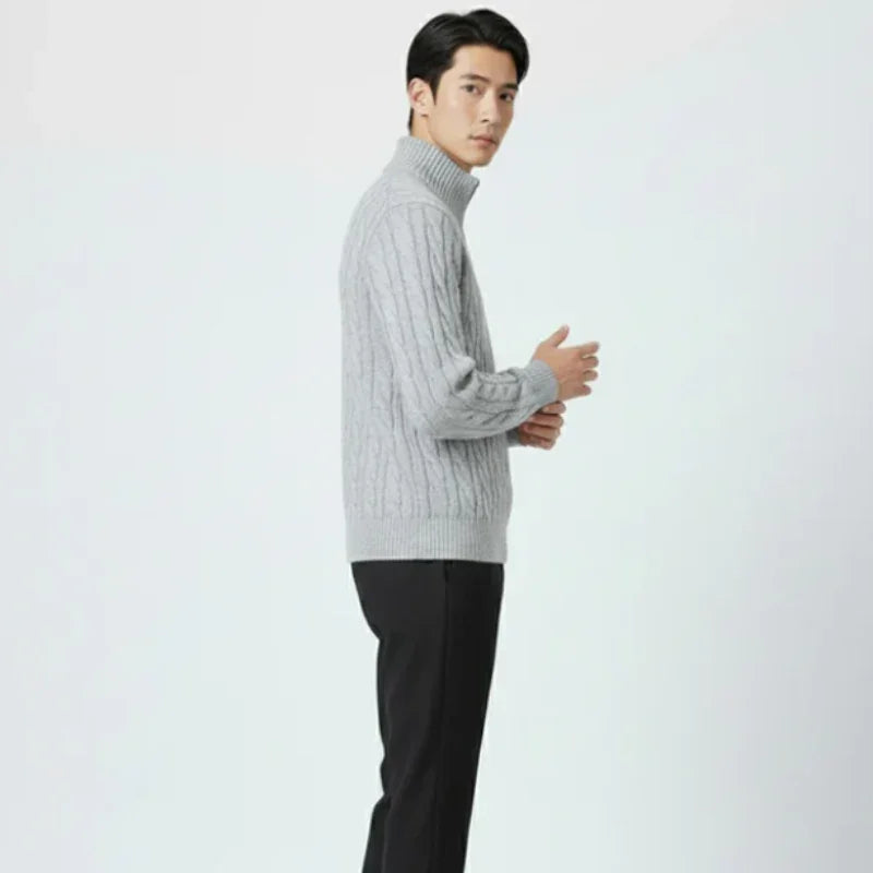 Tenue d’Hiver – Pull Torsadé & Pantalon de Tailleur