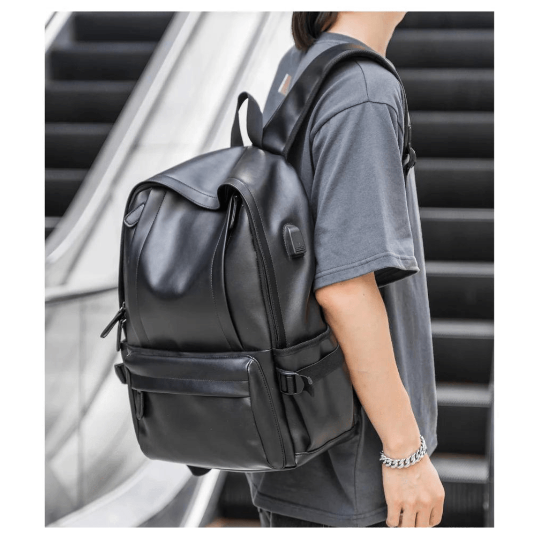 Waterproof leather backpack for men 